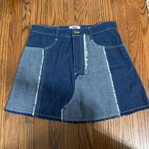 Dolls Kill mini skirt. Patched denim